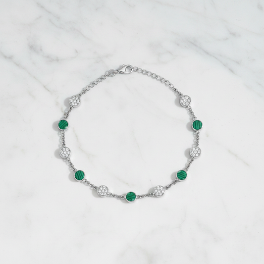 Malachite Round Anklet - Flat Lay
