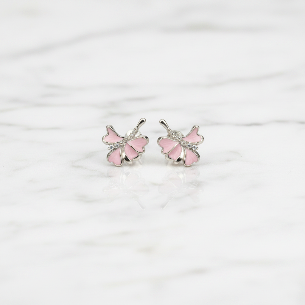 pink earrings - flat lay