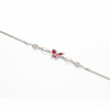 Ruby Red Enamel Butterfly & Diamond Link Bracelet in 925 Silver