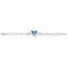 Blue Gradient Enamel Butterfly Bar Link CZ Connector Bracelet in 925 Silver