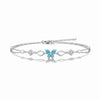 Teal Enamel Butterfly Geometric Link Double Chain Bracelet in 925 Silver