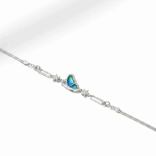 Blue-Green Gradient Enamel Butterfly Bracelet in 925 Silver