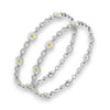 White Enamel Daisy Flower & Infinity Link Chain Anklet Set of 2 in 925 Silver