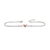 Orange Enamel Butterfly Marquise Leaf Beaded Chain Bracelet in 925 Silver