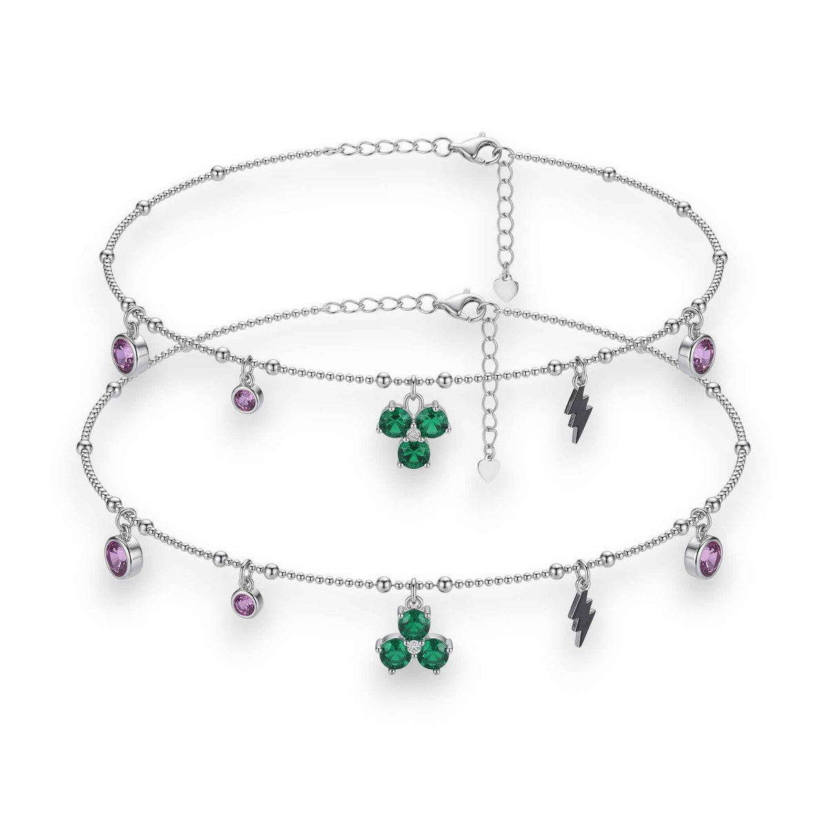 green enamel clover charm anklet for women | 925 sterling silver payal