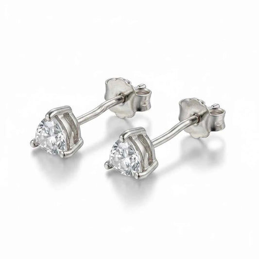 Trillion Cut CZ Solitaire Stud Earrings in 925 Silver