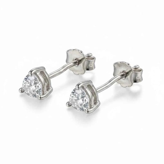 Trillion Cut CZ Solitaire Stud Earrings in 925 Silver