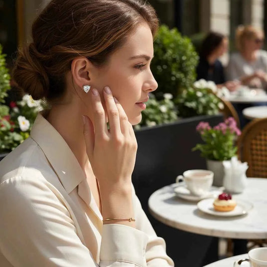Trillion Cut CZ Solitaire Stud Earrings in 925 Silver
