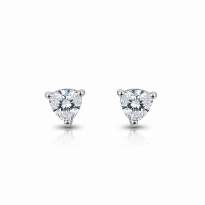 Trillion Cut CZ Solitaire Stud Earrings in 925 Silver