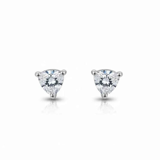 Trillion Cut CZ Solitaire Stud Earrings in 925 Silver