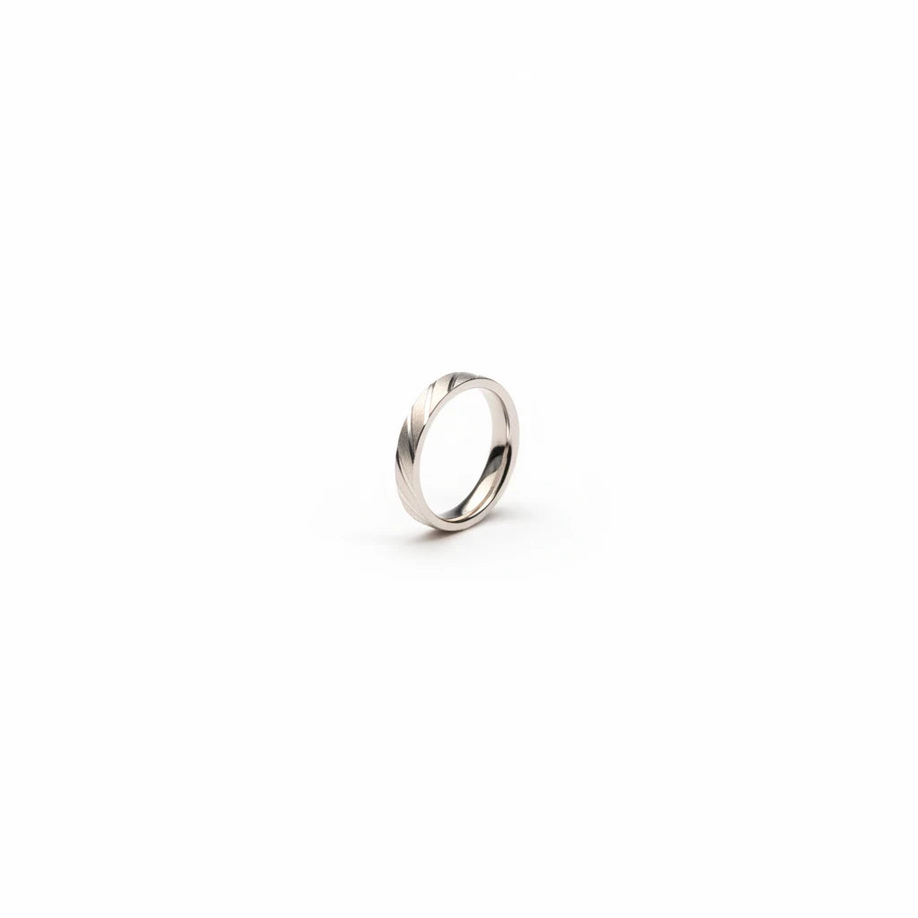 Shyni Jewelry men's 925 sterling silver band ring featuring a sophisticated brushed matte finish and precision cuts.