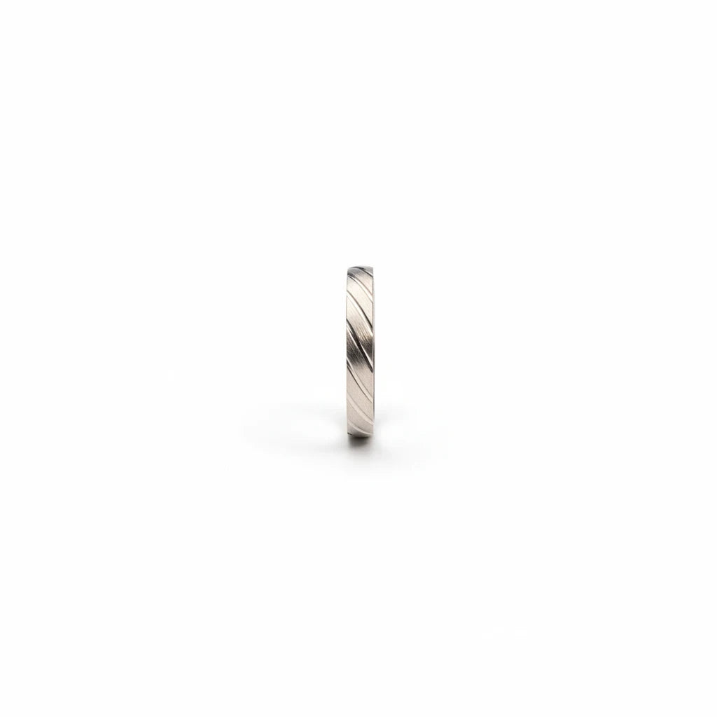 Shyni Jewelry men's 925 sterling silver band ring featuring a sophisticated brushed matte finish and precision cuts.
