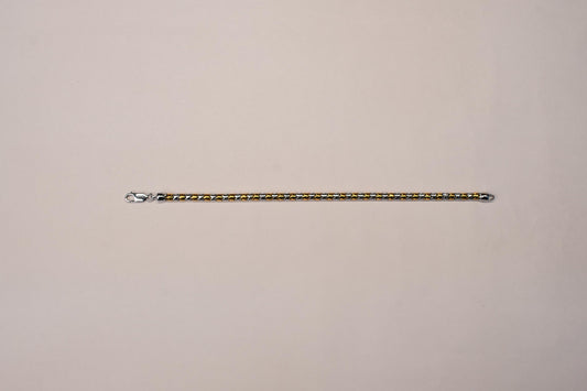 Shyni Jewelry men's two-tone Italian bracelet featuring alternating gold and silver polished metal links.