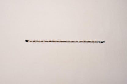 Shyni Jewelry men's two-tone Italian bracelet featuring alternating silver and rose gold-toned metal links