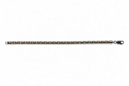 Two Tone Italian Byzantine King Chain Bracelet for Men in 925 Silver & Gold