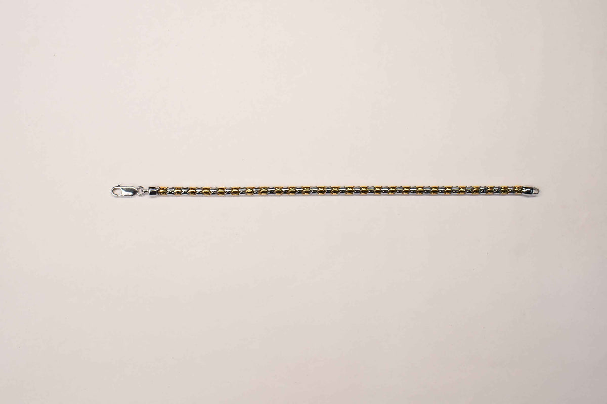 Two Tone Italian Byzantine King Chain Bracelet for Men in 925 Silver & Gold