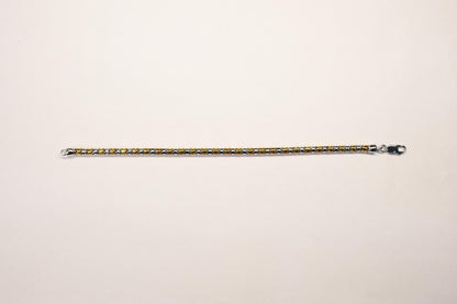 Shyni Jewelry men's two-tone Italian bracelet featuring alternating gold and silver-toned metallic links.