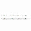 Abalone Shell & CZ Hexagon Link Double Chain Anklet in 925 Silver
