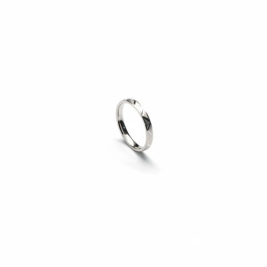 Shyni Jewelry 925 sterling silver men's band ring featuring a polished, sharp-edged architectural sculpted design.
