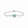 Teal Enamel Butterfly & Marquise Link Bracelet in 925 Silver