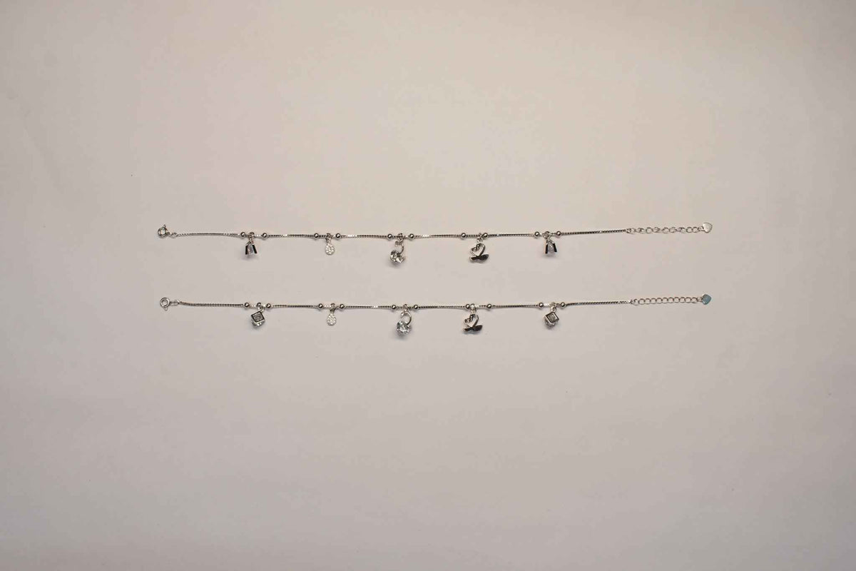 swan & flower charm anklet for women | 925 sterling silver payal
