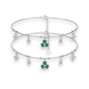 Green Clover & Butterfly Charm Anklet | 925 Sterling Silver Payal