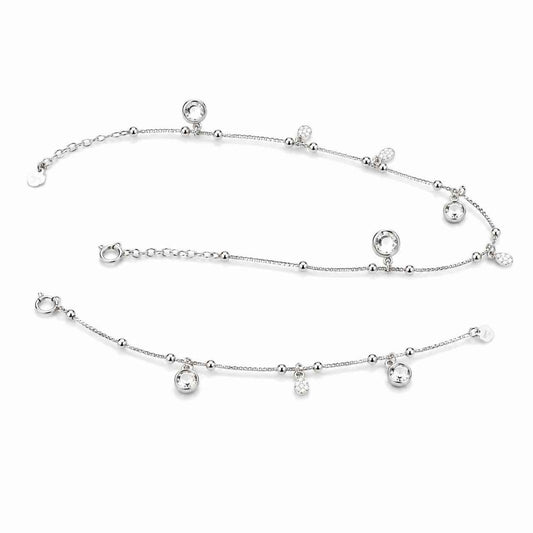 Crystal CZ Charm Anklet for Women | 925 Sterling Silver Payal