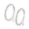 White Enamel Daisy Flower & CZ Star Charm Dangler Station Chain Anklet Set of 2 in 925 Silver