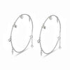 Puffed Heart & Lightning Bolt Charm Dangler Satellite Chain Anklet Set of 2 in 925 Silver