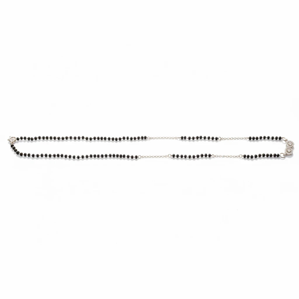shyni jewelry 925 sterling silver mangalsutra necklace featuring a double heart pendant with sparkling stones and beads