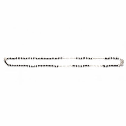 Shyni Jewelry 925 sterling silver mangalsutra necklace featuring a double heart pendant with sparkling stones and beads
