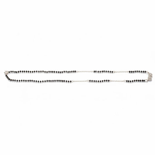 Shyni Jewelry 925 sterling silver mangalsutra necklace featuring a double heart pendant with sparkling stones and beads