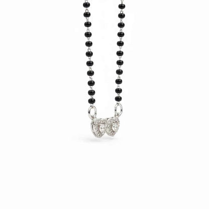 925 Sterling Silver Double Heart Mangalsutra Pendant with Mala | Bridal & Daily Wear