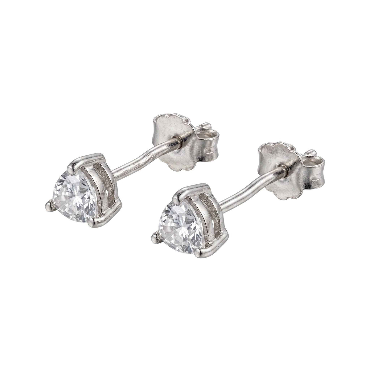 trillion cut cz solitaire stud earrings in 925 silver
