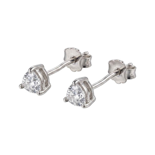 Trillion Cut CZ Solitaire Stud Earrings in 925 Silver