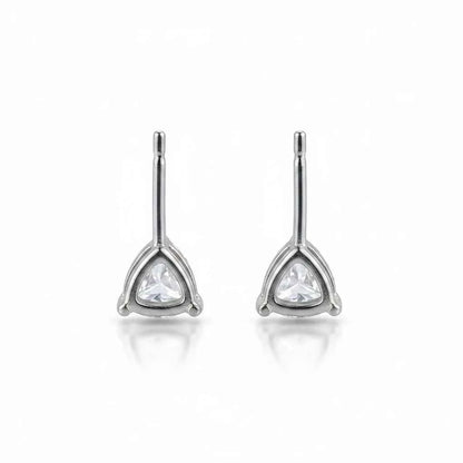 Trillion Cut CZ Solitaire Stud Earrings in 925 Silver