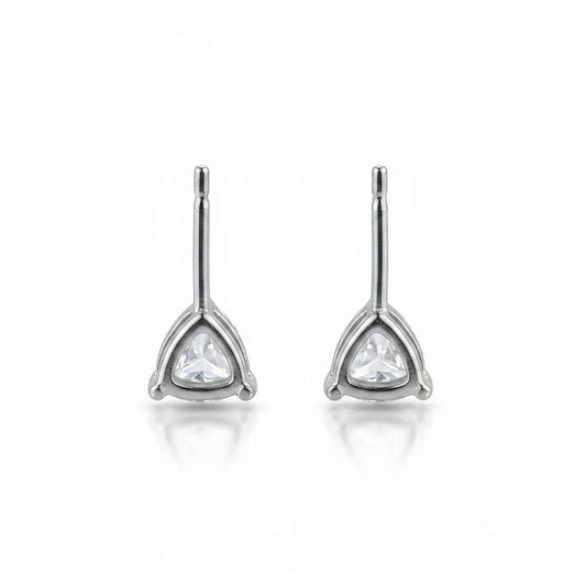 Trillion Cut CZ Solitaire Stud Earrings in 925 Silver