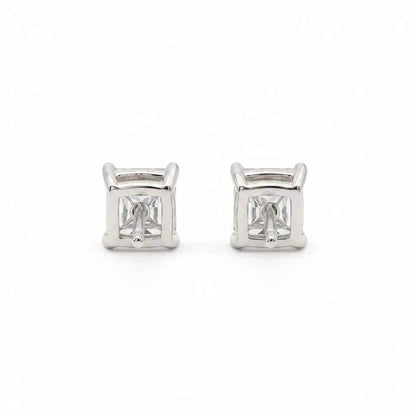 Classic Princess Cut CZ Solitaire Stud Earrings in 925 Silver