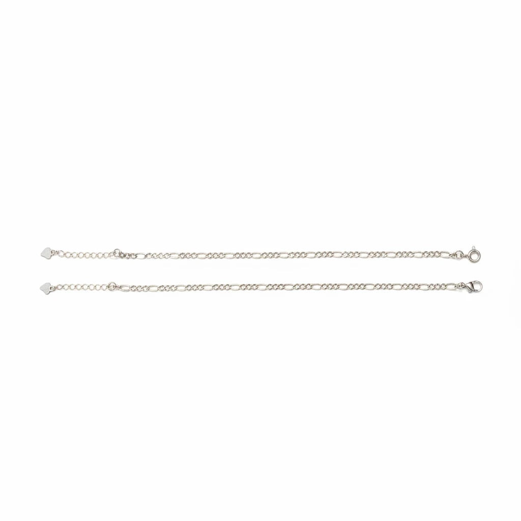 shyni jewelry minimalist 925 sterling silver figaro chain anklet with polished alternating links and heart charm