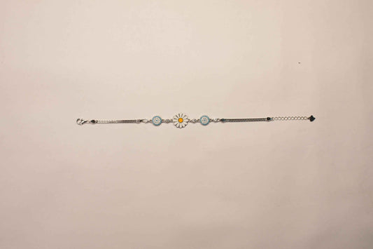 Sunflower Enamel Sky Blue Stone Bracelet for Women | 925 Silver