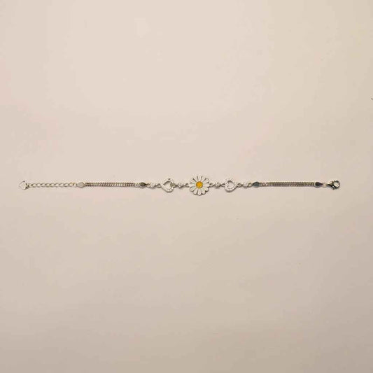 Sunflower Enamel Heart Charm Bracelet for Women | 925 Silver