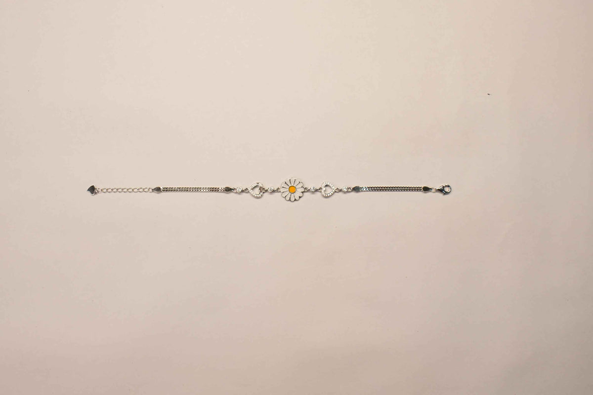 sunflower enamel heart charm bracelet for women | 925 silver