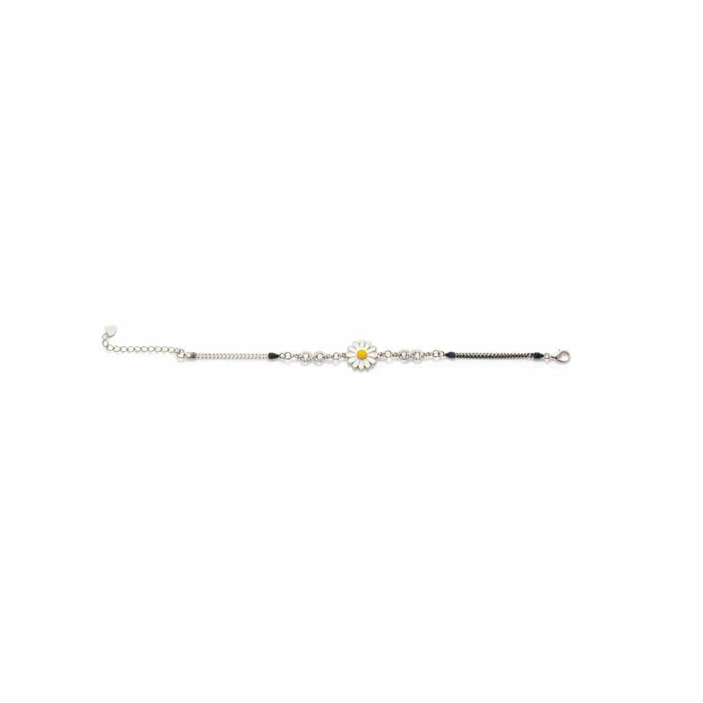 shyni jewelry sunflower enamel bracelet with an infinity symbol and delicate silver chain for women