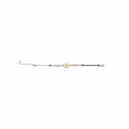 Shyni Jewelry sunflower enamel bracelet with an infinity symbol and delicate silver chain for women