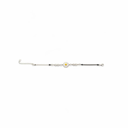 Shyni Jewelry sunflower enamel bracelet with an infinity symbol and delicate silver chain for women