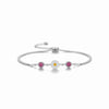 Sunflower Enamel & Pink Stone Bracelet for Women | 925 Silver