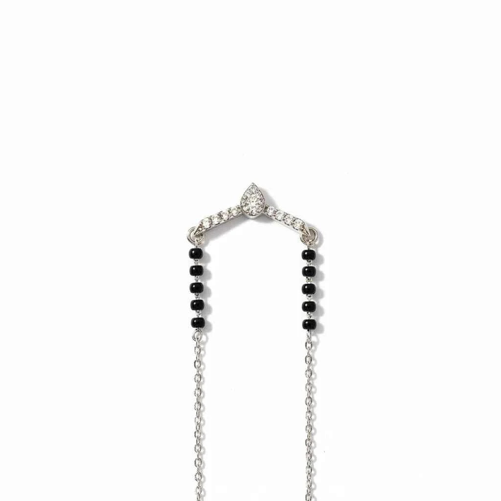 V Shape Mangalsutra Pendant with Stone & Mala