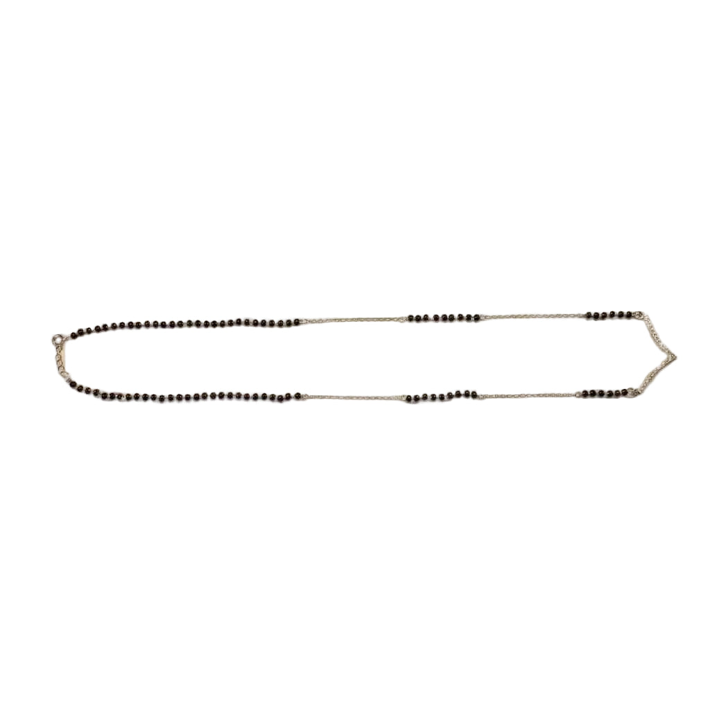 925 Sterling Silver V Shape Mangalsutra with Black Faceted Bead Mala