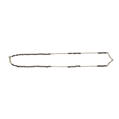 925 Sterling Silver V Shape Mangalsutra with Black Faceted Bead Mala