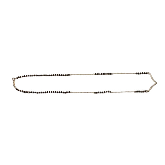 925 Sterling Silver V Shape Mangalsutra with Black Faceted Bead Mala